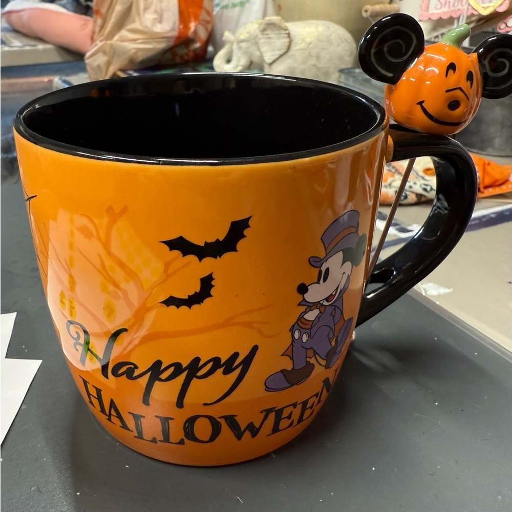 Disney Orange and Black Halloween Mug with Mickey